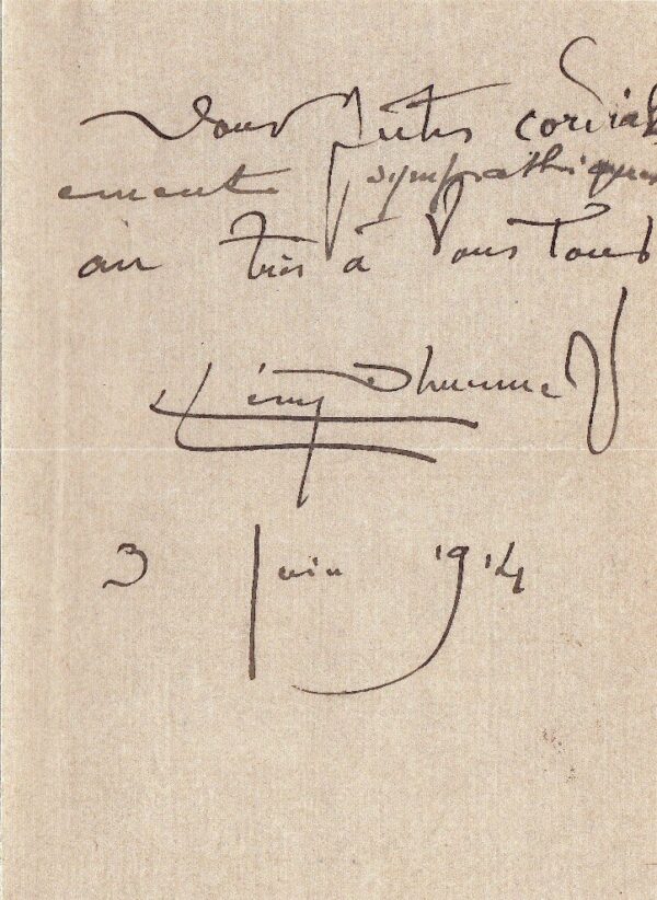 Lucien Lévy-Dhurmer - Peintre - Lettre autographe signée à la Baronne de Fleury - 1914 – Image 2