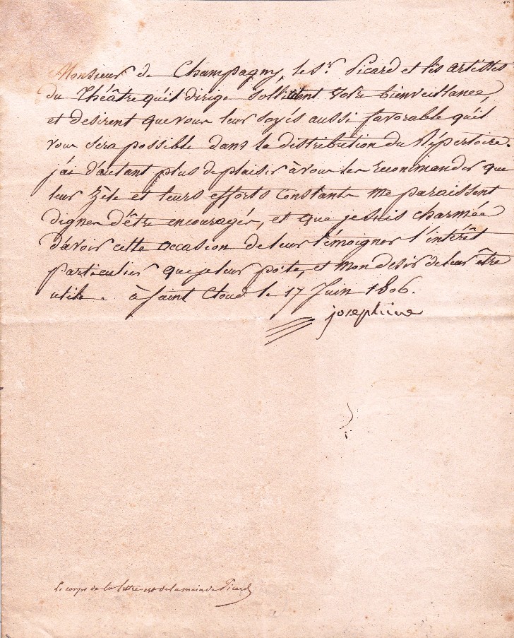 Lettre signée Joséphine