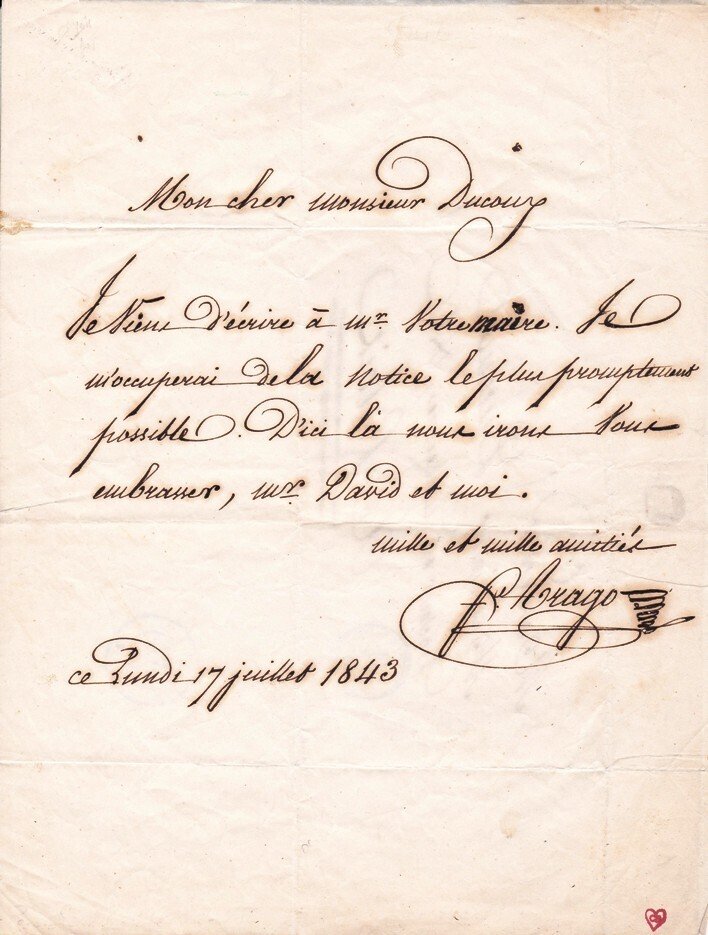 lettre autographe arago